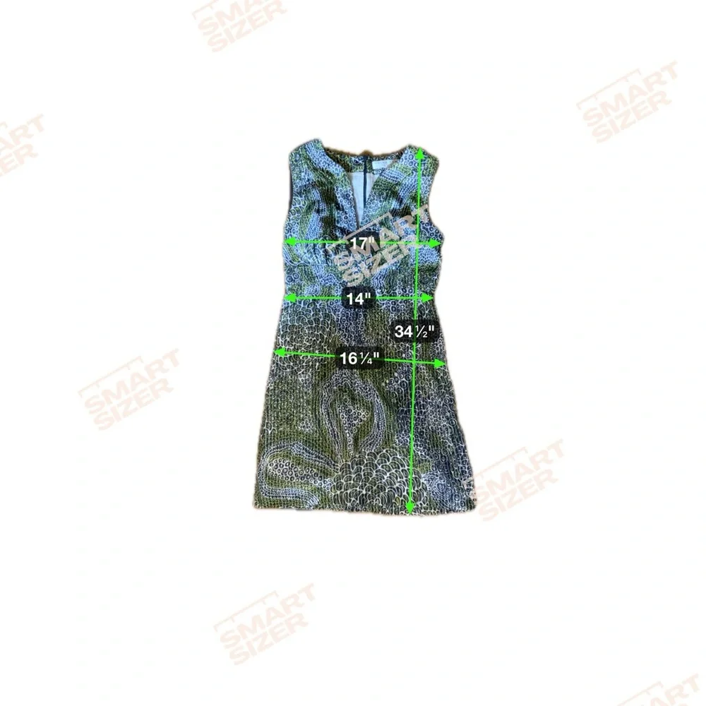Trina Turk Pasadena Metallic Jacquard Shift Dress Green Blue Geometric Size 4 - Picture 4 of 6